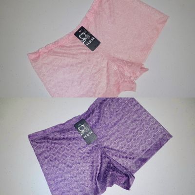 Size 6 &amp; 8 (2XS-S) Yadina Dusty Lavender &amp; Light Pink Lace Boyshorts