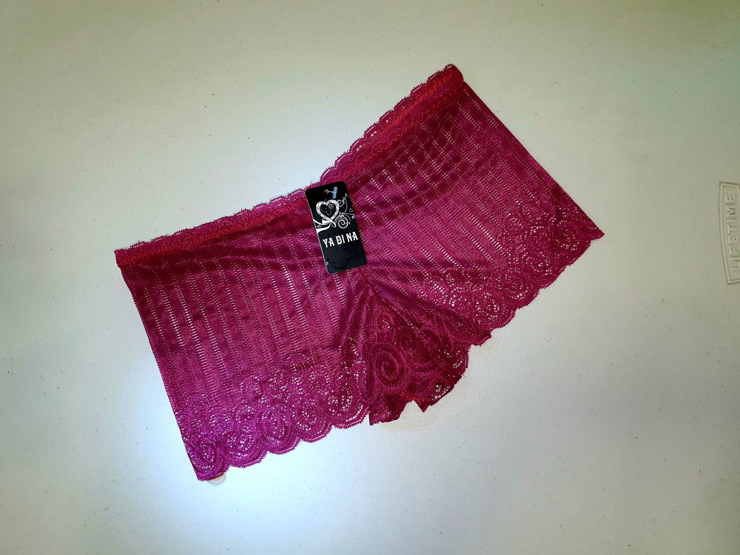 Size 8 Deep Raspberry Mesh Lace Boyshorts