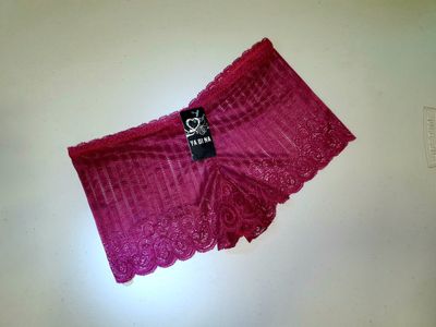 Size 8 (M) Deep Raspberry Mesh Lace Boyshorts