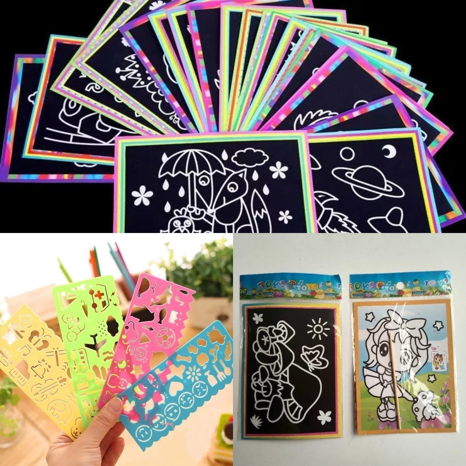 Magic Scratch Cards-Drawing Stencils for Kids&#39; Parties-Activities