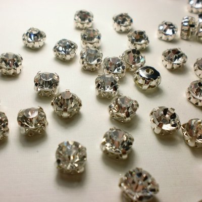Silver Plated Point Back 100 Sew On Clear Crystal Rhinestones