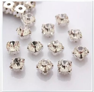 Silver Plated Point Back 100 Sew On Clear Crystal Rhinestones