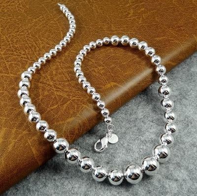 925 Sterling Silver Beads Vintage Necklace and Bracelet Set
