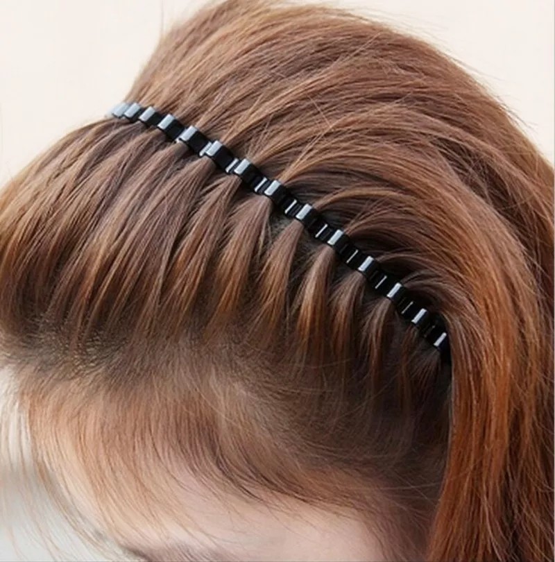 2 x Unisex Black Wave Metal Casual-Sports Headbands