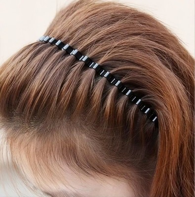 2 x Unisex Black Wave Metal Casual-Sports Headbands