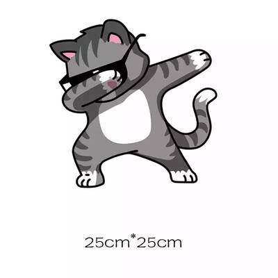 Washable T-shirt Iron-on Transfers - Dabbing Cat (Set of 2, 1 Big + 1 Small)