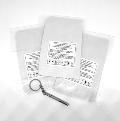 3 x Microfiber Lens-Screen-Glass-Jewellery Cleaning Chamois + free multi-purpose 3 in 1 optical screwdriver key chain