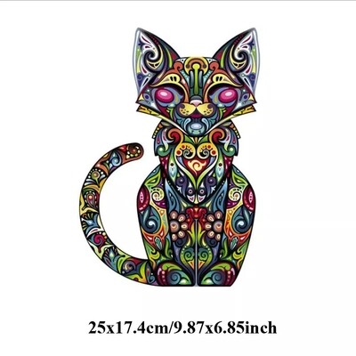 Washable T-shirt Iron-on Transfers - Colourful Mystical Cat