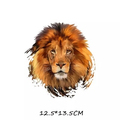 Washable T-shirt Iron-on Transfers - Wild Lion (Set of 2, 1 Big + 1 Small)