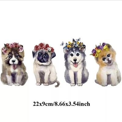 Washable T-shirt Iron-on Transfers - 4 Cute Puppies