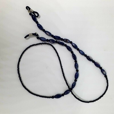 67cm Cream / Black Oval Shell Beads Reading Glasses Lanyard-Chain