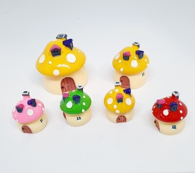 3 Sizes 4 Colours Miniature Mushroom Cottages Pot Decor Ornaments