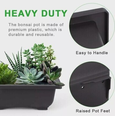 Square Solid Durable Heavy Duty Premium Bonsai Pot+Tray