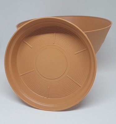 20cm UV Stabilised Shallow Round Cottage Plastic Pot/Saucer