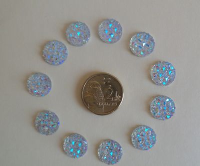 12mm 2-Holes 100 Sew-On Round Flatback Crystal AB Rhinestones