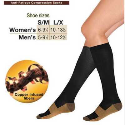 2 Pairs x Miracle Copper Comfort Compression Socks Knee-High Support Socks for Travel &amp; Work