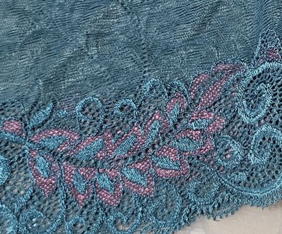 Size 8 (M) Dusty Teal Soft Mesh Geometric & Floral Lace Briefs