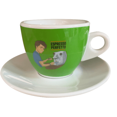 Espresso Perfetto Portofino Espresso Tasse mit Unterteller Orange, Schwarz, Rose, Blau oder Grün 