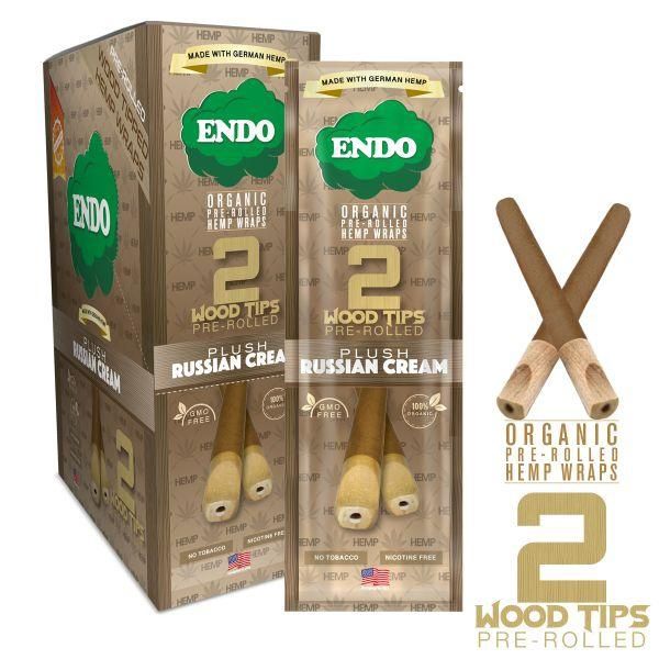 Endo organic pre rolled hemp wraps 2 wood tips pre rolled plush russian cream