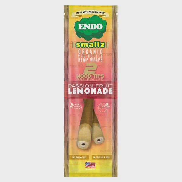 Endo smallz organic pre rolled hemp wraps 2 wood tips pre rolled passion fruit lemonade