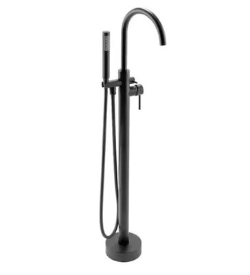 AKDY 1-Handle Freestanding Floor Mount Tub Faucet Bathtub Filler with Hand Shower in Matte Black
