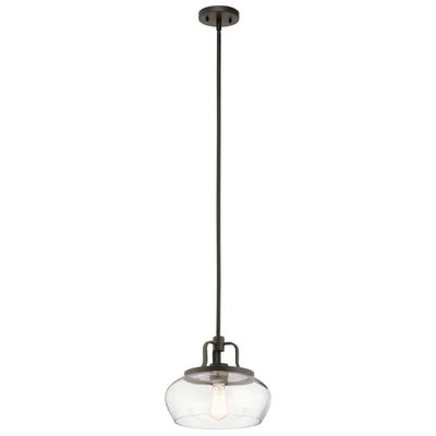 KICHLER Davenport 3-Light Antique Pewter Transitional Kitchen Convertible Pendant Hanging Light/Semi Flush with Clear Glass