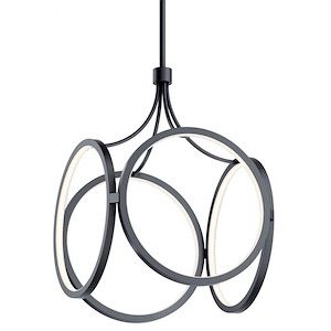 KICHLER Elan Ciri 19.75 in. Integrated LED Matte Black Contemporary Cage Kitchen Pendant Hanging Light