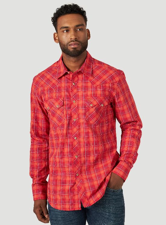 Wrangler - Men&#39;s Retro Long Sleeve Sawtooth Snap Shirt - MV4030R