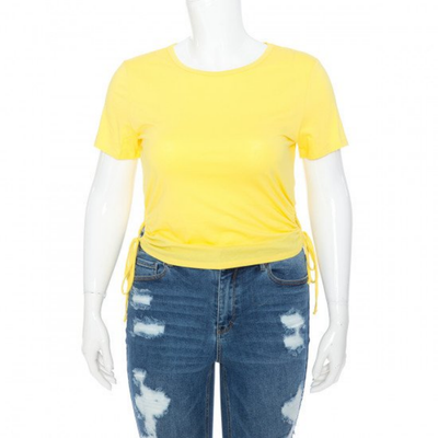 Ambiance - Women&#39;s Key Ruch Side Crop Top - 73299XL