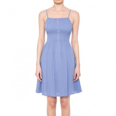 Women Ambiance Square Neck Button Dress -73610 