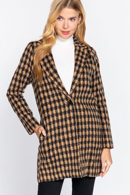 Active USA - Long Slv One Button Jacquard Jacket - J13343