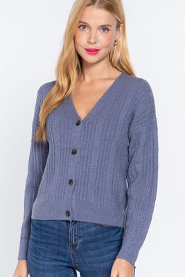 Active USA - Long Slv V-neck Knit Cardigan - SW12503