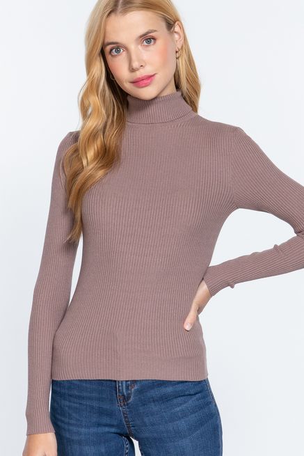 Active USA - Turtle Neck Viscose Rib Sweater - SW11710