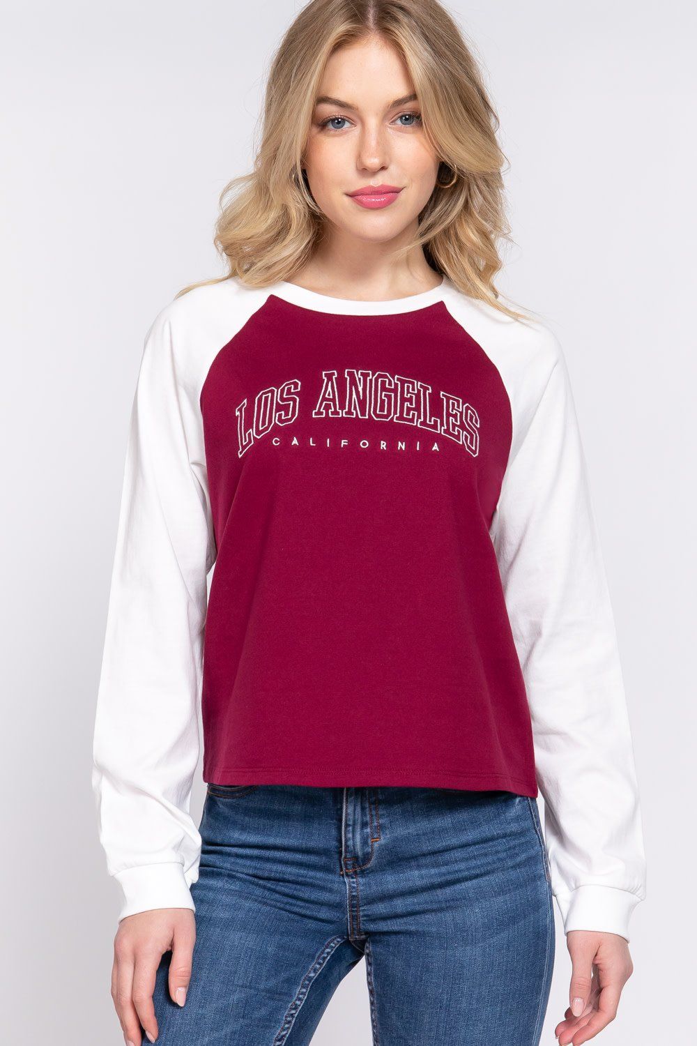 Long Sleeve Los Angeles Embo Knit Top - T13601