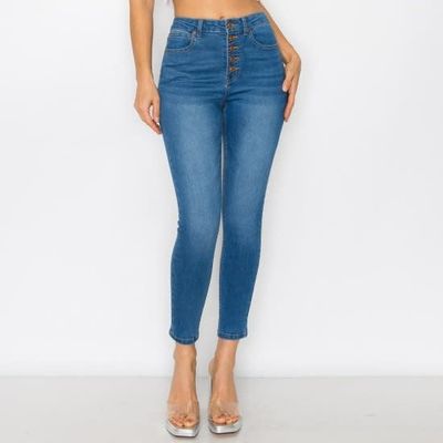 Wax Jean - High-Rise Exposed Button Fly Skinny Jean - 90305