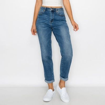 Wax Jeans - Basic Mom Jean Rolled Cuff Jean - 90251