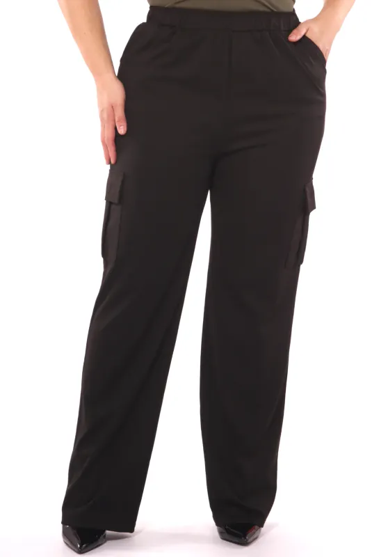 WOMEN PLUS HIGH-RISE STRAIGH LEG CARGO PANTS- X23SLP33