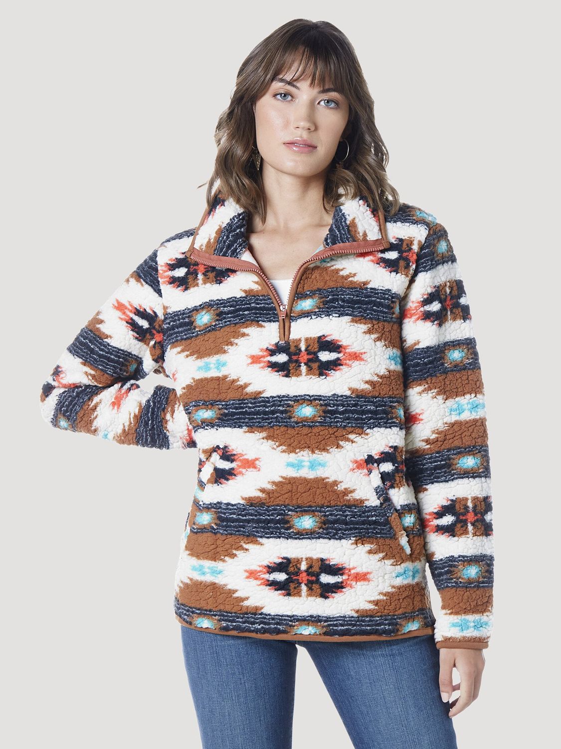 Wrangler Retro Women&#39;s Aztec Sherpa Pullover - 112335659