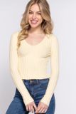 Long Sleeve V-neck Sweater Rib Top - SW13556