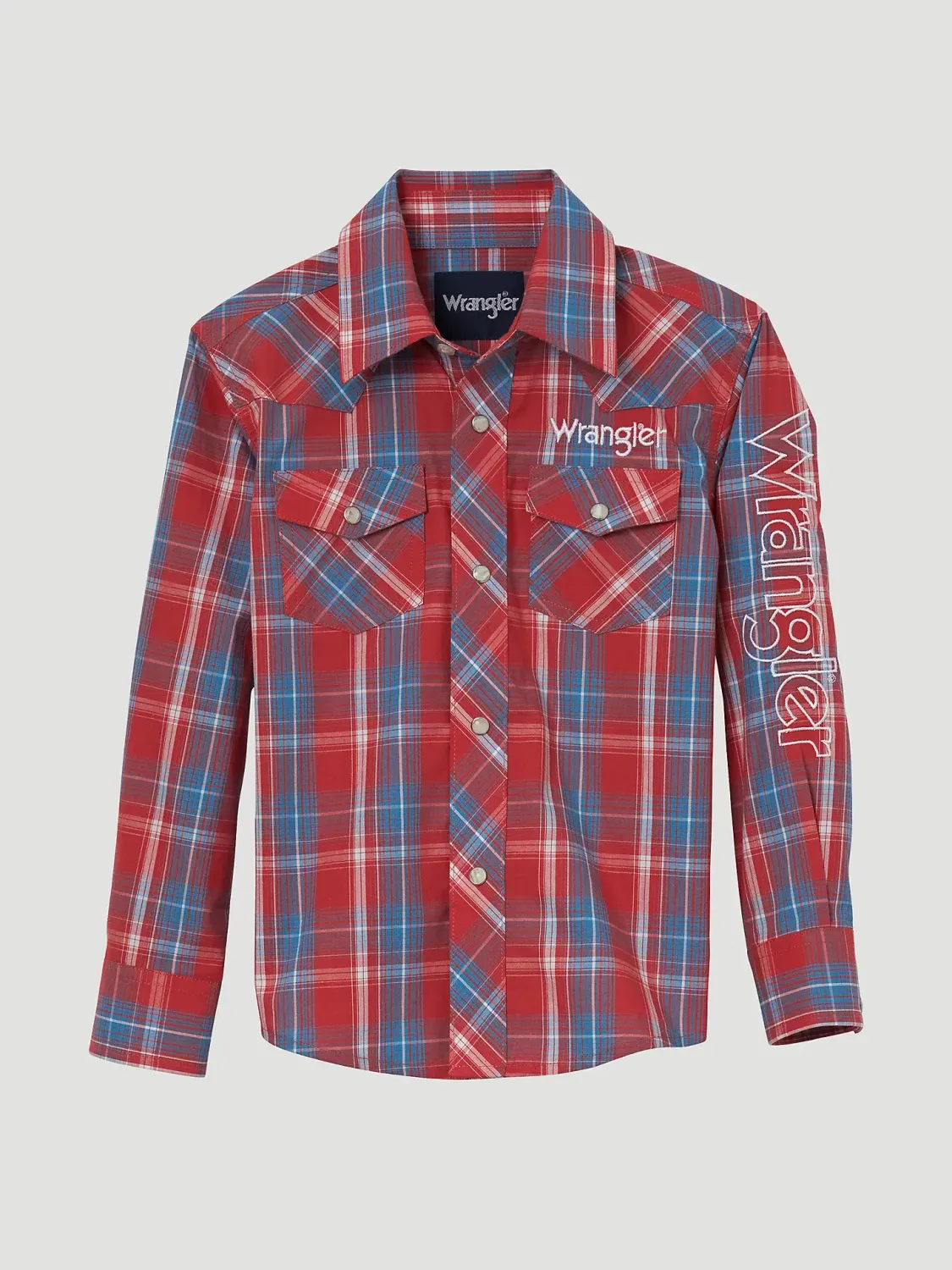 Boy&#39;s Wrangler® Logo Long Sleeve Western Snap Shirt - 112344422