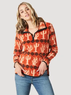 Women&#39;s Allover Cactus Quarter-Zip Fleece Pullover - 112335656