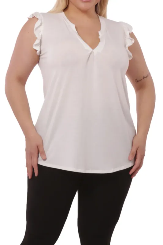 WOMENS PLUS SIZE V NECK TOP -XT7411