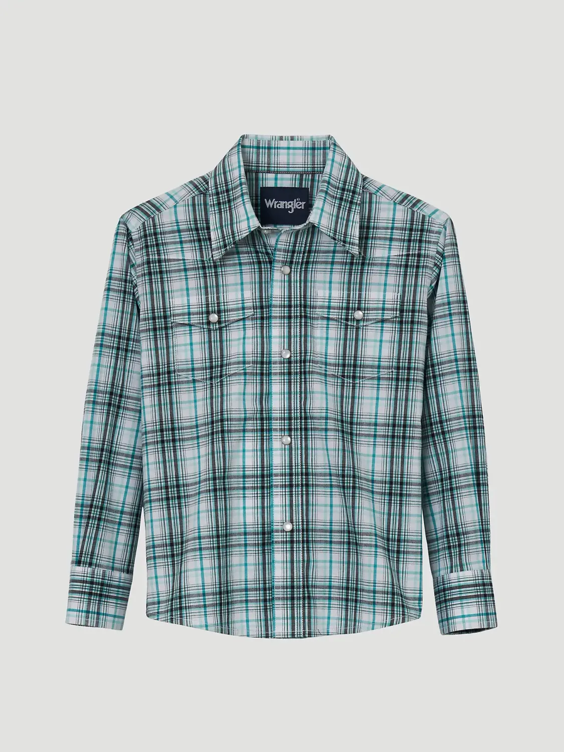 Boy&#39;s Long Sleeve Wrinkle Resist Western Snap Plaid Shirt - 112344414