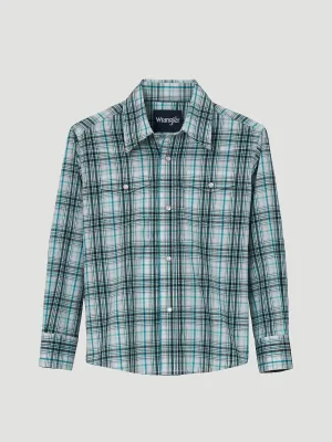 Boy&#39;s Long Sleeve Wrinkle Resist Western Snap Plaid Shirt - 112344414