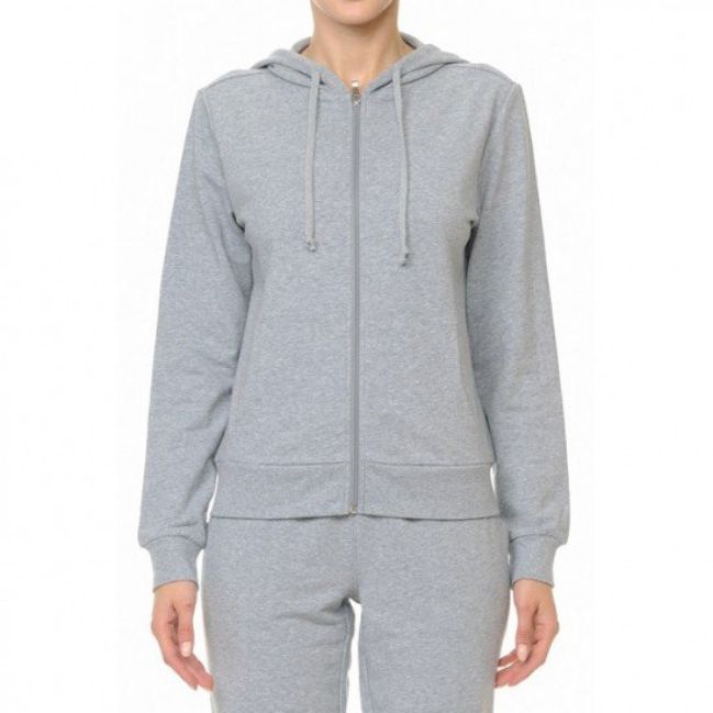 AMBIANCE - Women&#39;s Zipper Hoodie - 70675, Color: GREY, Size: S