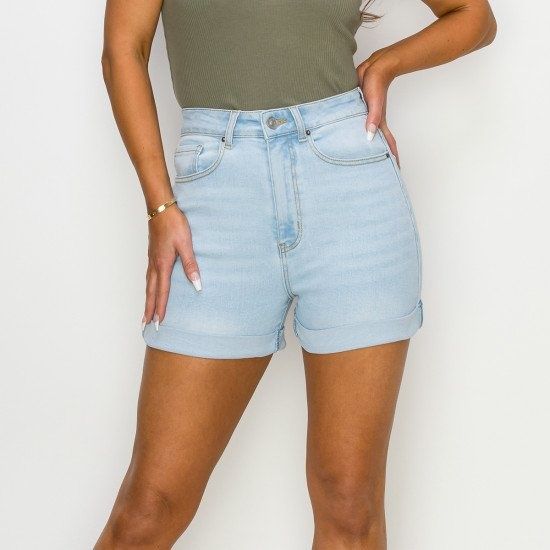 WAX JEAN WOMEN FLAYED DENIM SHORTS 90263, Color: LIGHT, Size: S