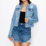 Wax Jeans - Women&#39;s Destructed Jacket - 90273, Color: LIGHT, Size: S