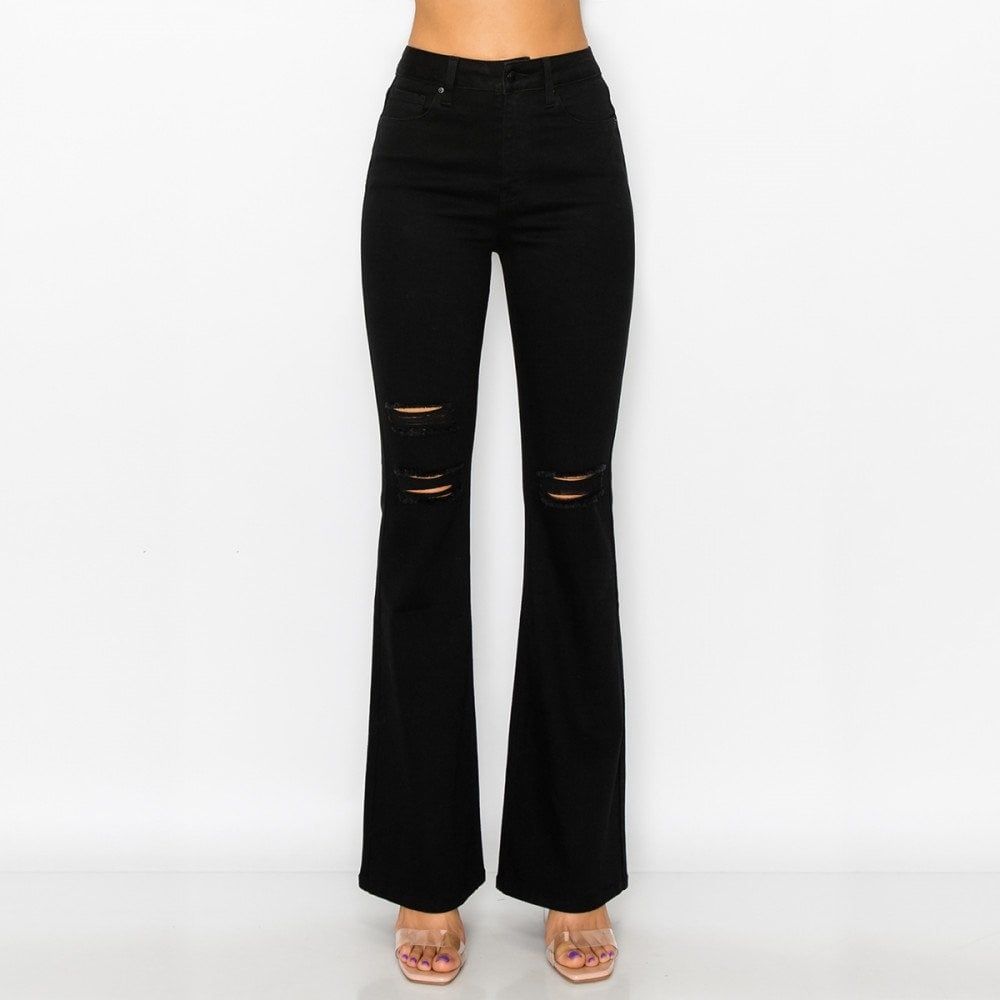 WAX JEANS FLARE STYLE 90261, Color: BLACK, Size: 1