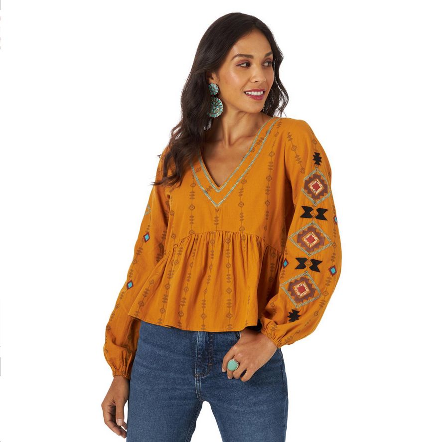 Wrangler - Women&#39;s Retro Punchy Shirt - 112317557, Color: Yellow, Size: S