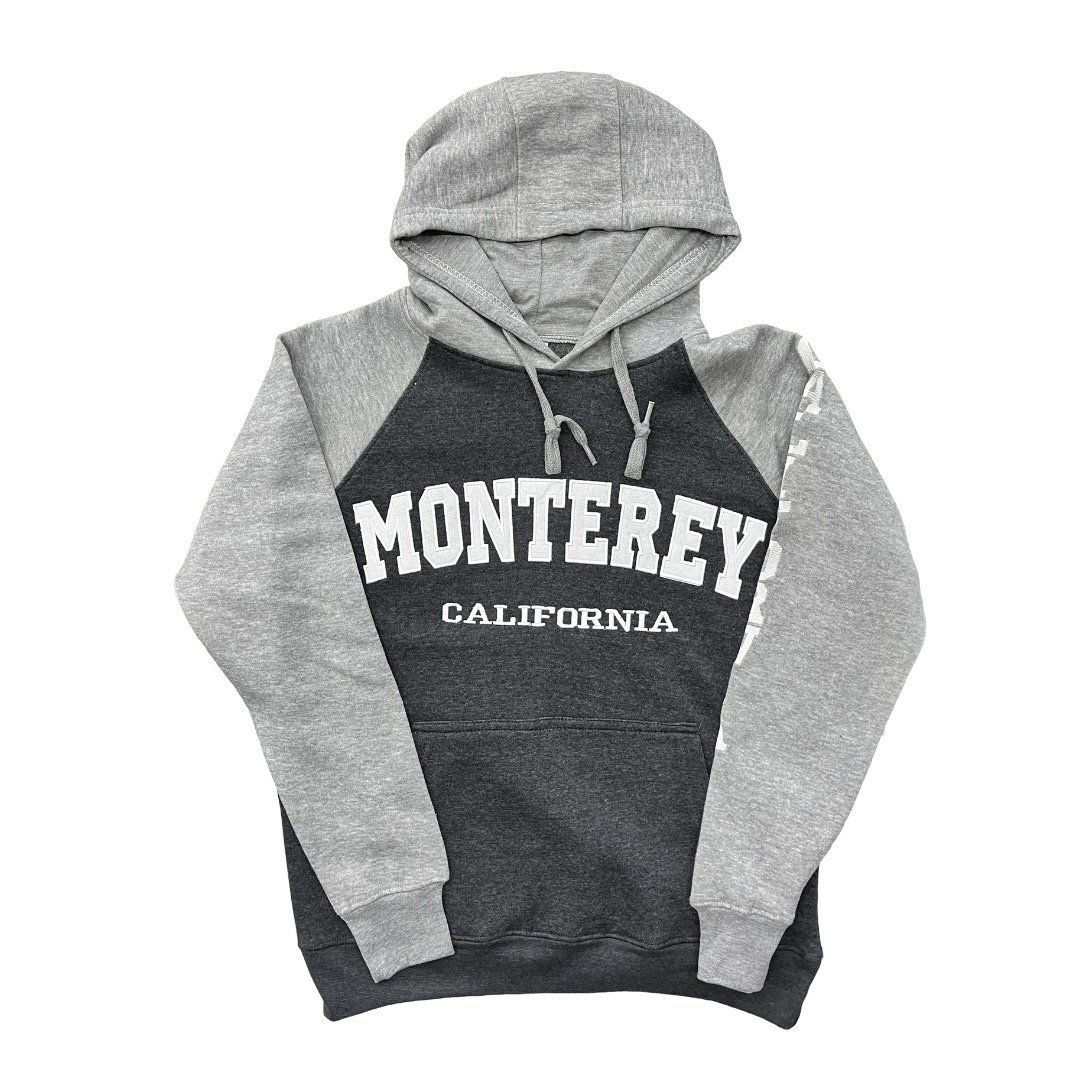  Unisex Monterey Embroided Hoodie STYLE FE, Color: CHARCOAL/LT GREY, Size: S
